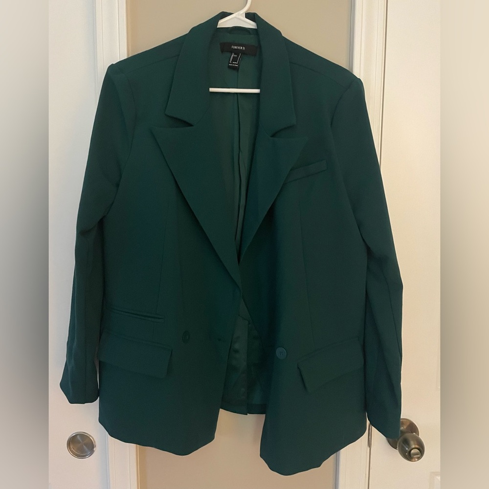 Forever 21 Deep Green Oversized Blazer